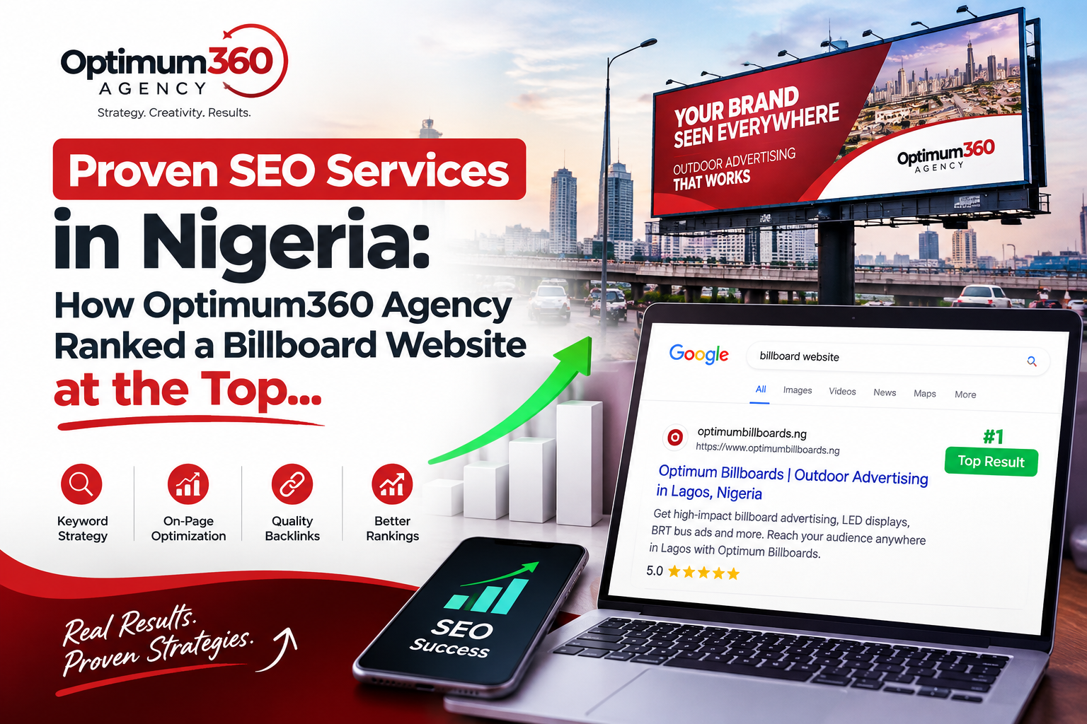 Proven SEO Services in Nigeria: How Optimum360 Agency Ranked a Billboard Website at the Top